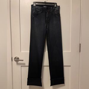 PAIGE Cindy Luxe Coating Jeans, Black Fog, Size 28